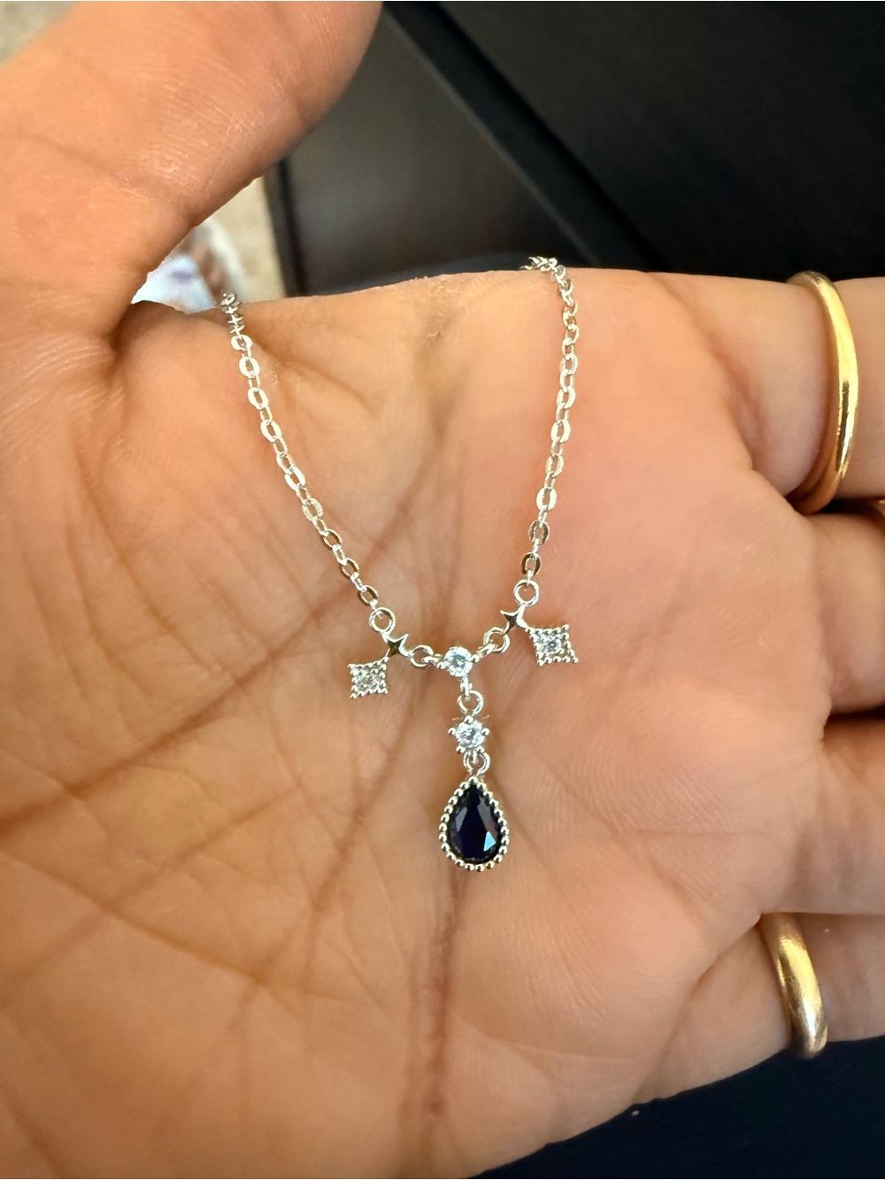 Solid Sterling silver 925 Sapphire Necklace